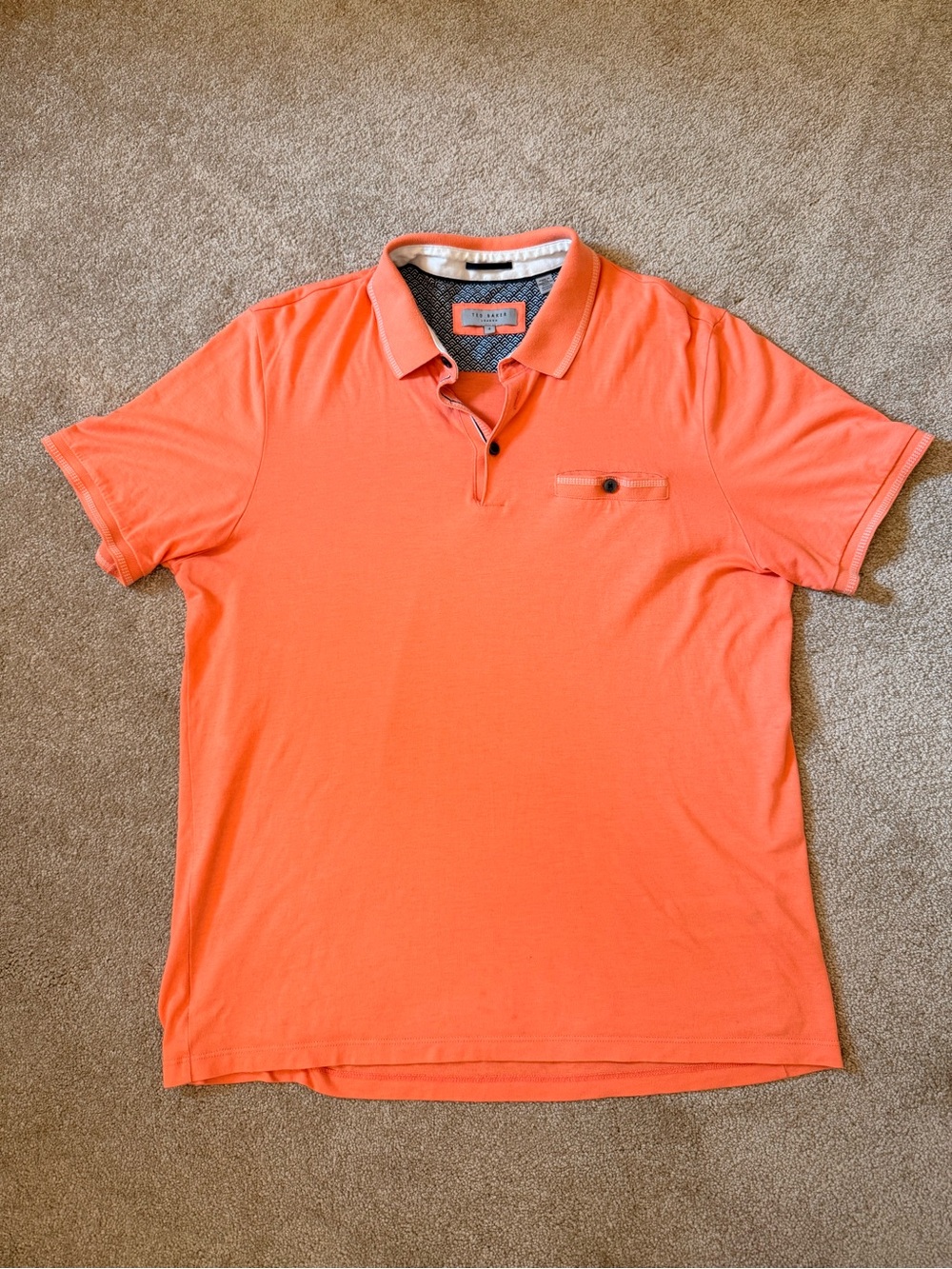 Ted Baker Coral Orange Polo Shirt with Chest Pocket